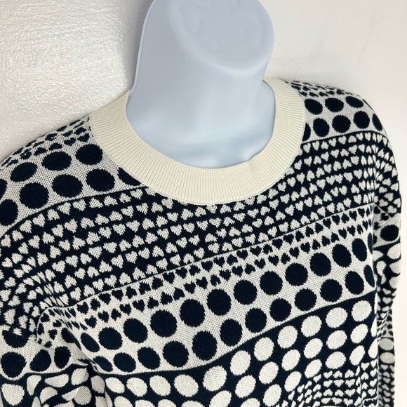 LOFT NWT Heart Dot Crewneck Sweater Size XS‎ White Navy Office Valentines Day - Picture 5 of 12
